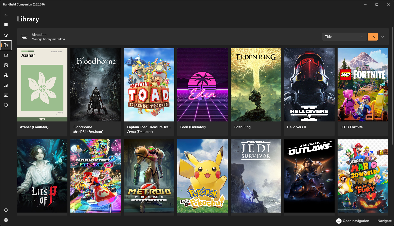 Handheld Companion touch-friendly game library on Windows